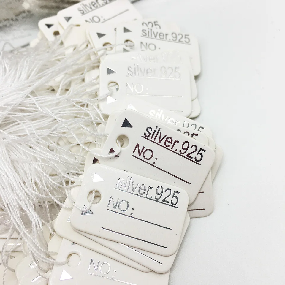 White Paper Jewelry Tags With String - 5/8 X 15/16 Inch Price Tags (100 Pack) - View #13