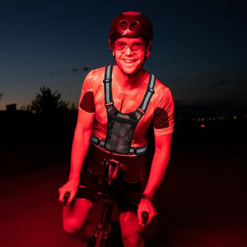 Running Safety Vest Adjustable Cycling Vest Lightweight Reflective With Phone Pocket Adjustable Reflective Running