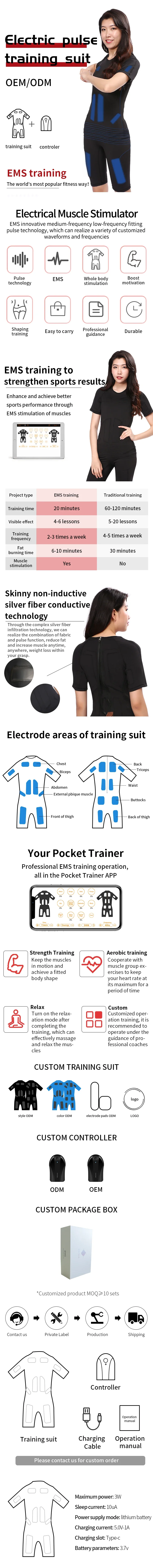 Gym Wireless Body Sculpting Fitness Ems Exercise Machine Suit Gym Wireless Body Machine Muscle Training Suit Ems Suit