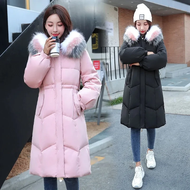 

Down Jacket Womens 2022 New Winter Clothes Fur Collar Long Over Knee White Duck Down Coat Women Casual Fashion Versatile Parkas