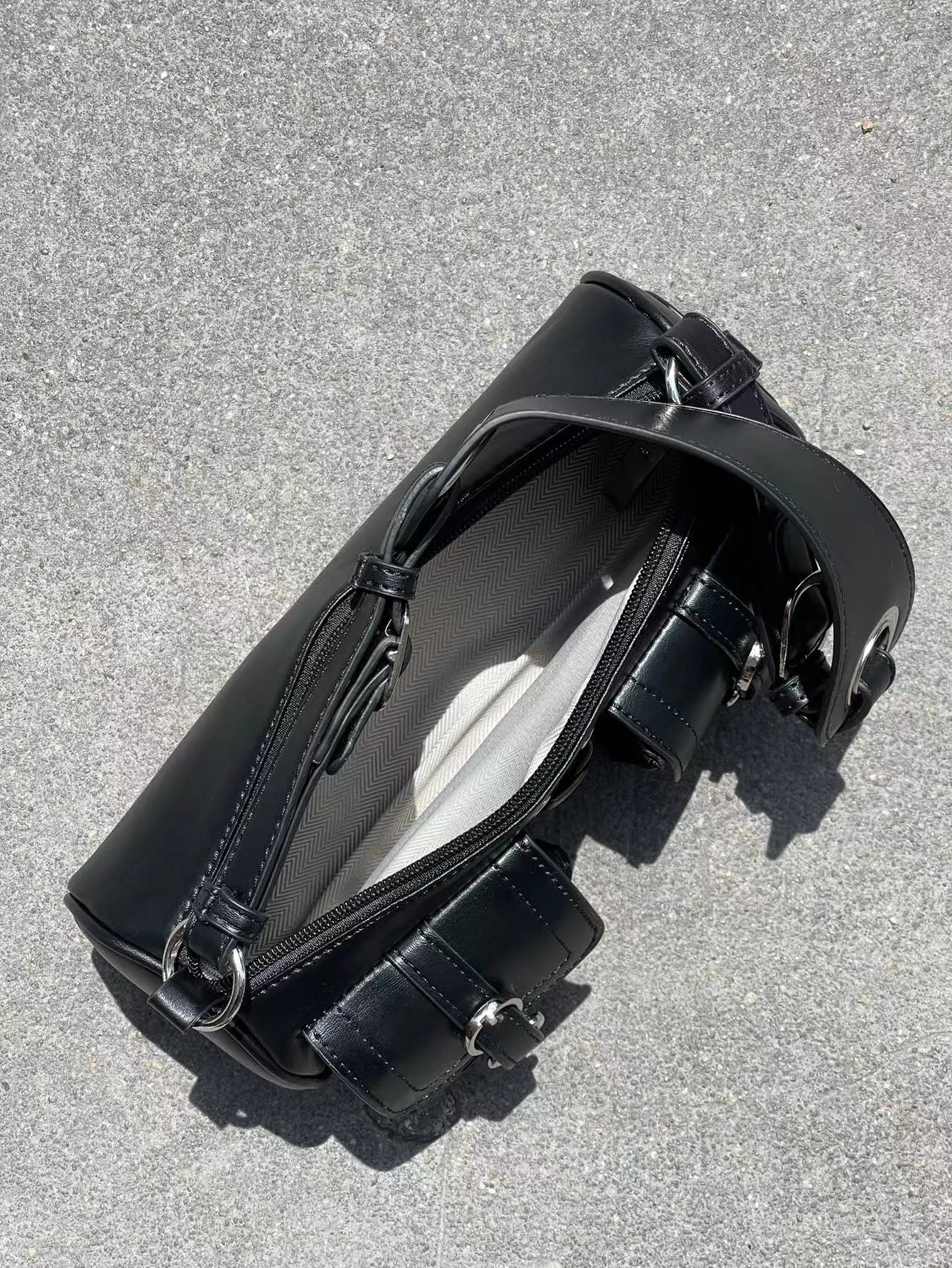 Vintage Schwarze Frauen Zylinder Unterarm Taschen Doppel Tasche Design Damen Schulter Tasche Mode Weibliche PU Leder Geldbörse_voghion.com