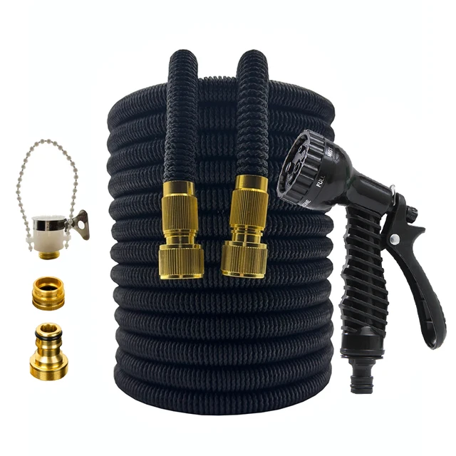 สายยางรดน้ำยืดหยุ่น 25-100 ฟุต สายยางน้ำอเนกประสงค์ แรงดันสูง สำหรับล้างรถ ฉีดน้ำทำความสะอาด อุปกรณ์รดน้ำสนามหญ้า 1