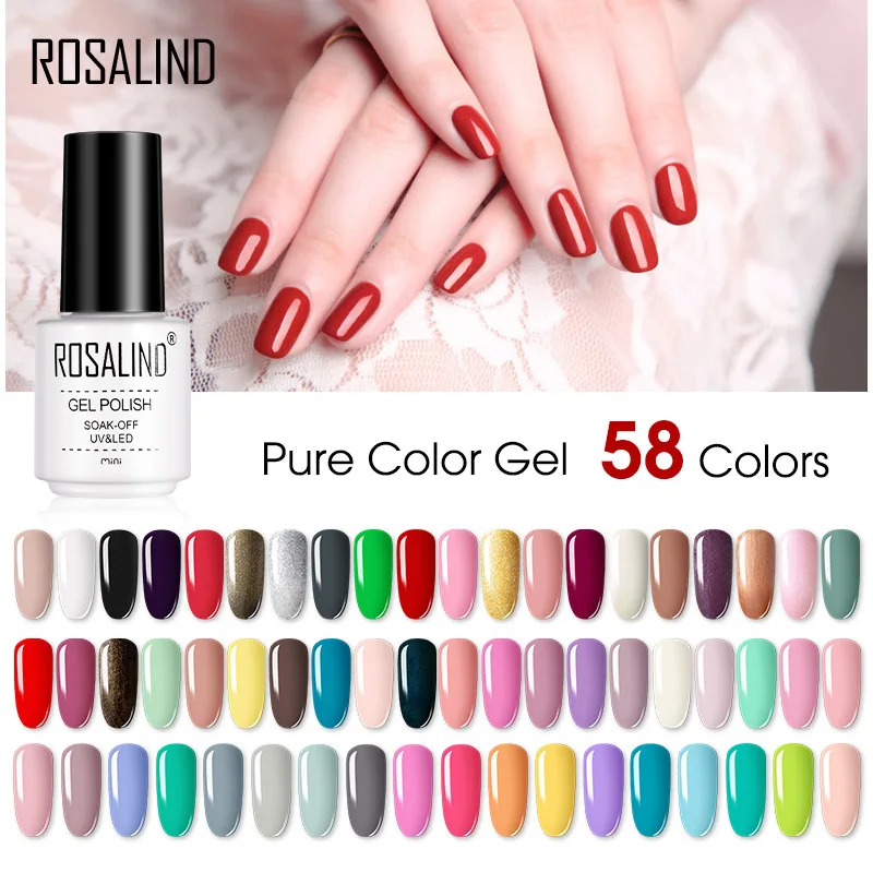 

ROSALIND Trendy Color Gel Nail Polish White Bottle Hybrid Varnish Semi-permanent UV/LED Lamp For Nail Art Manicure Base Top Coat