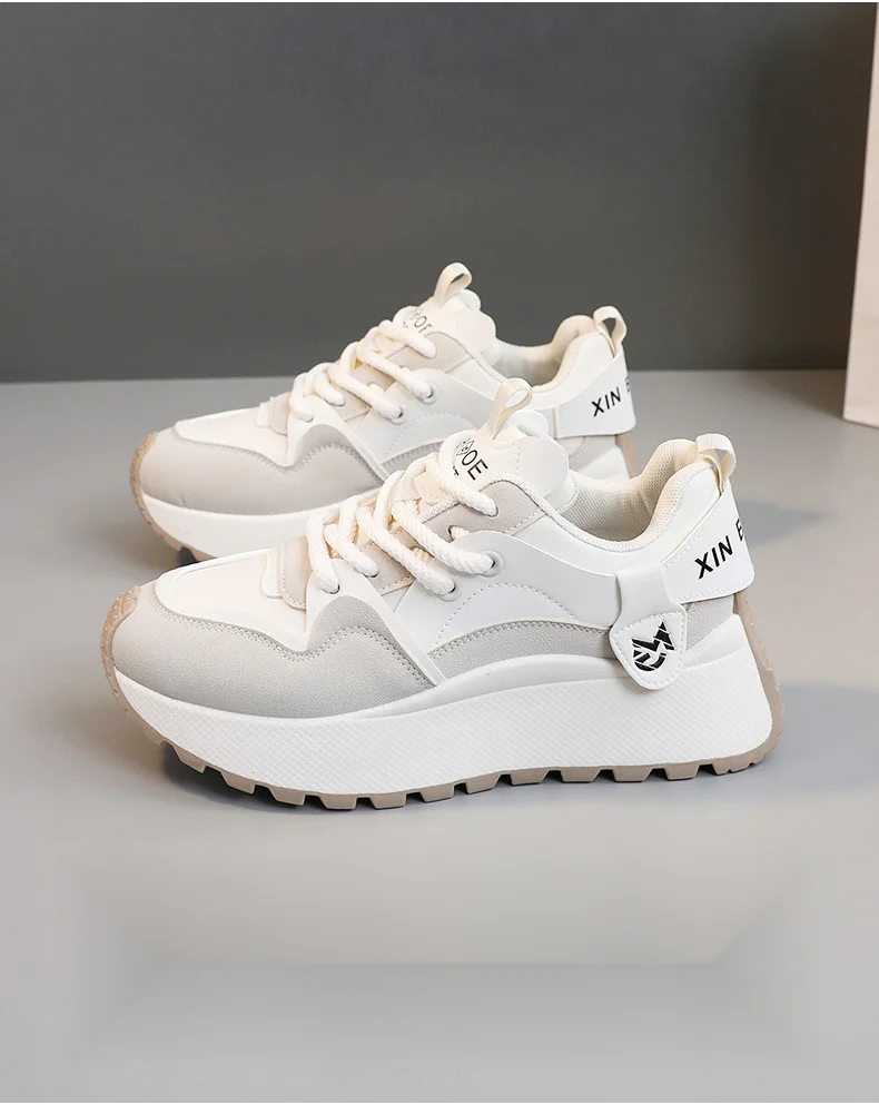 Women New Fashion Chunky Sneakers Women Autumn New Lace Up Casual Platform Sports Shoes Female Goth High Heels Sneakers_voghion.com