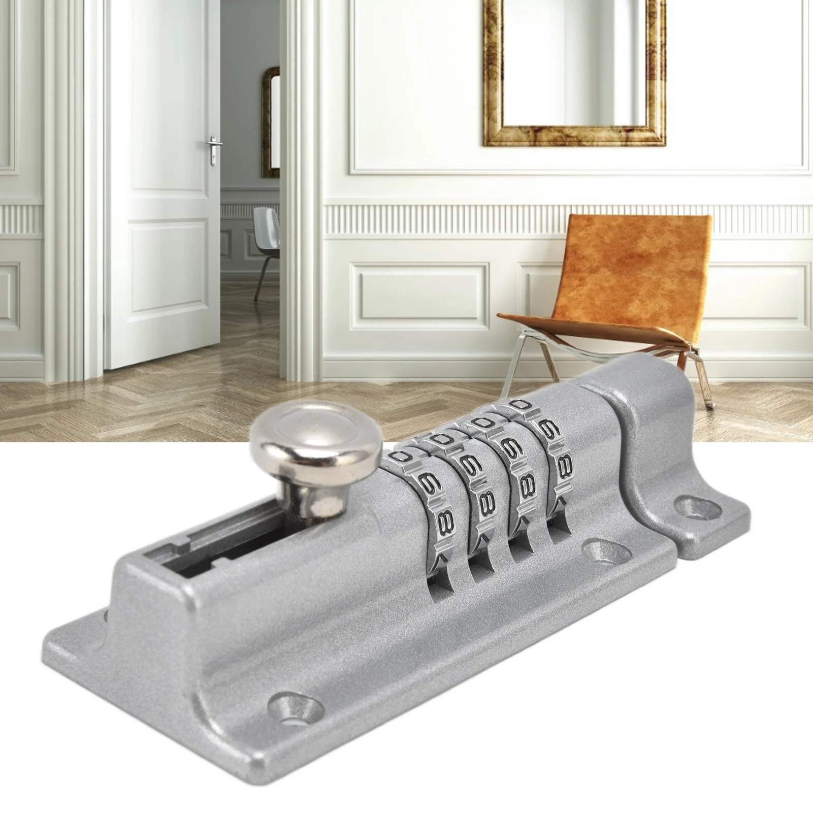 Description Picture 6 of itemCombination Bolt Lock Stainless Steel 4 Digit Pin Code Door Combination Slide Latch Lock with Screwdriver Keyless Door Security