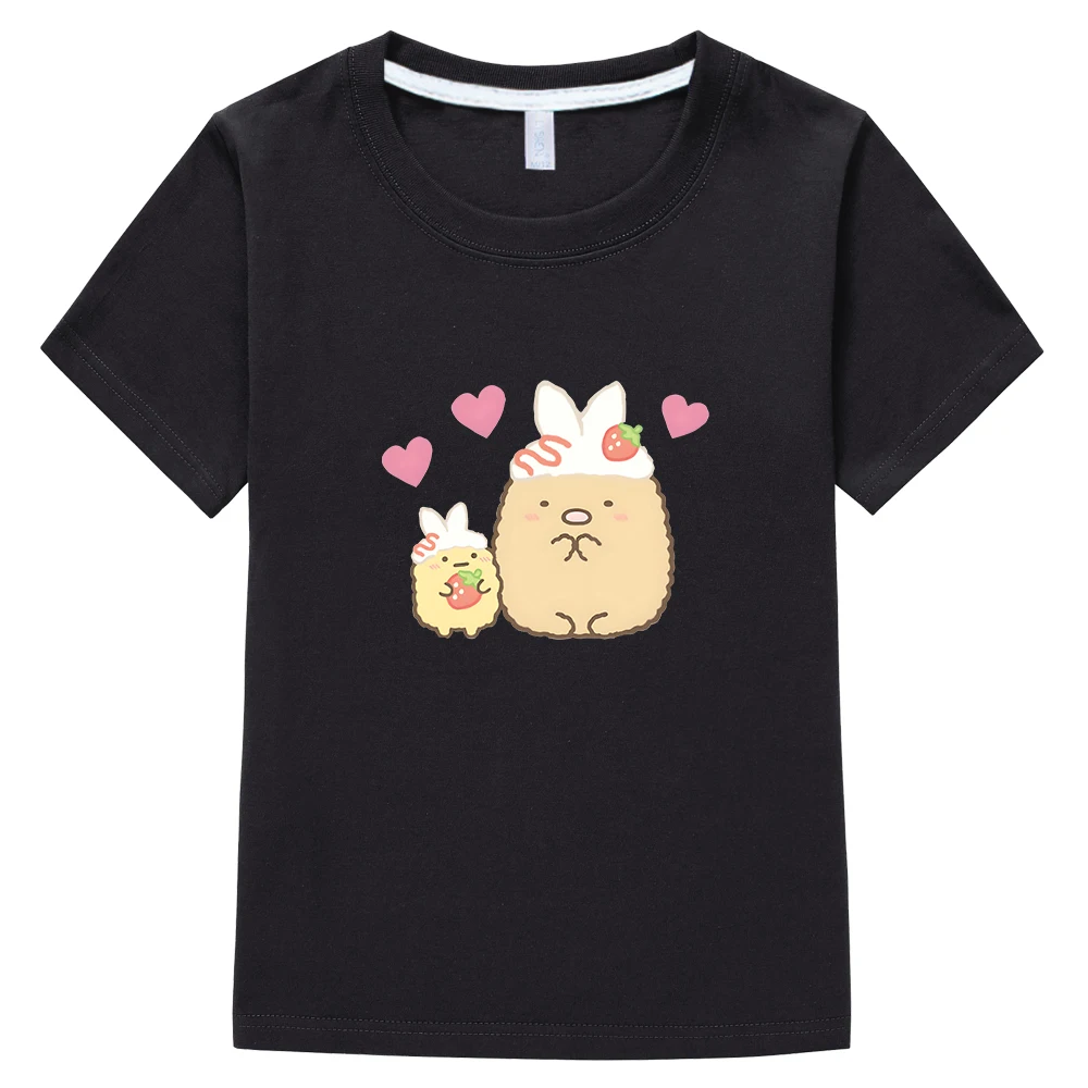

Футболка с графическим принтом Sumikko Gurashi, летняя футболка для мальчиков и девочек, повседневная детская футболка с коротким рукавом и круглым вырезом