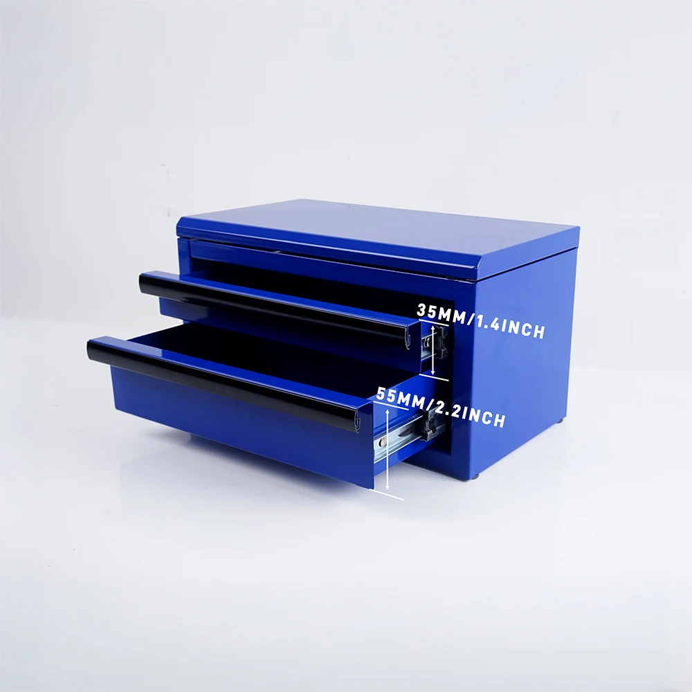 275MM 미니 메탈 서랍형 공구 보관함 다크 블루 3단 휴대용 상단 개방형 정리함 (쉽게 레이어링 분류 가능)