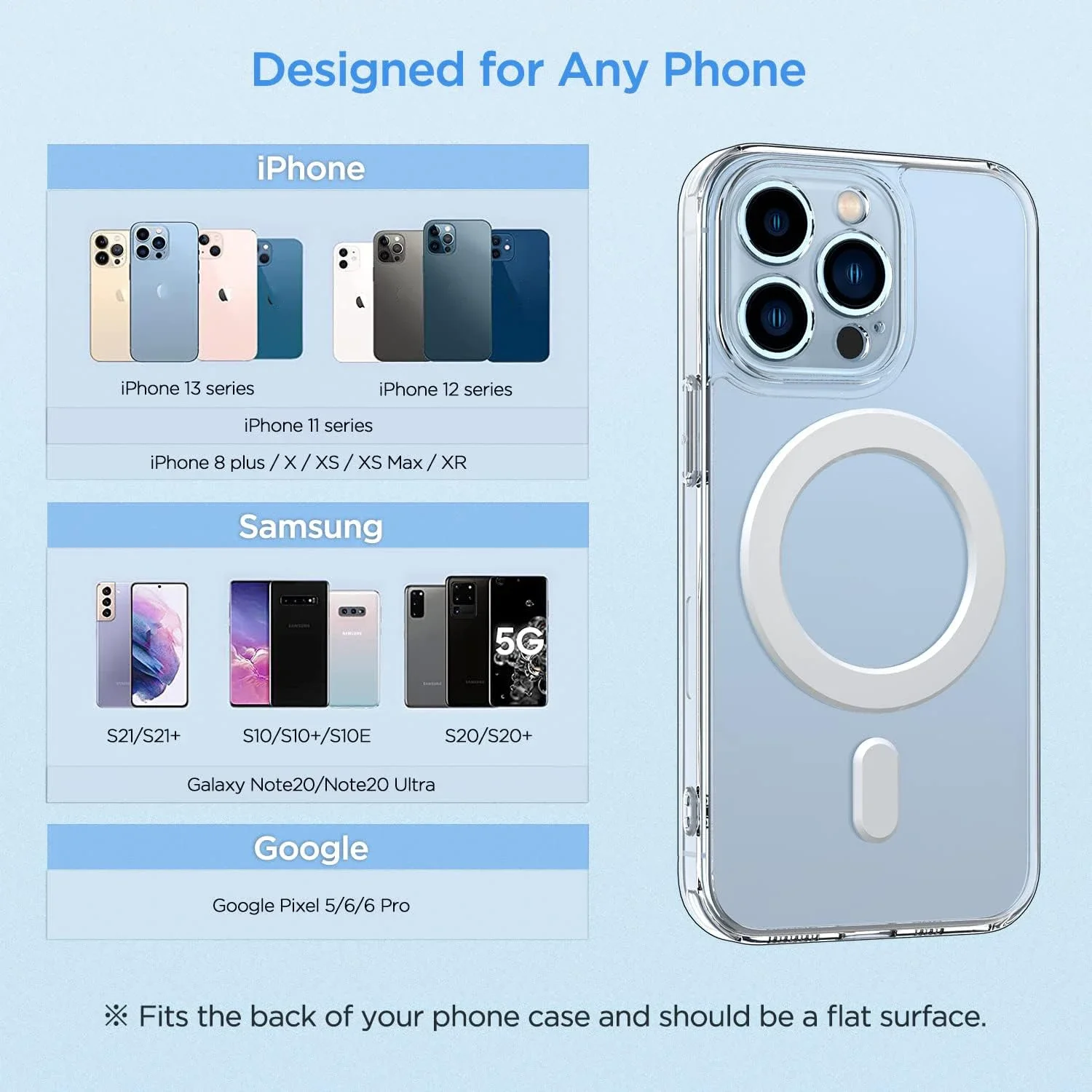 Universal Magnetic Ring Sticker for Wireless Charging and Car Holder, 2-in-1 Magnet Ring