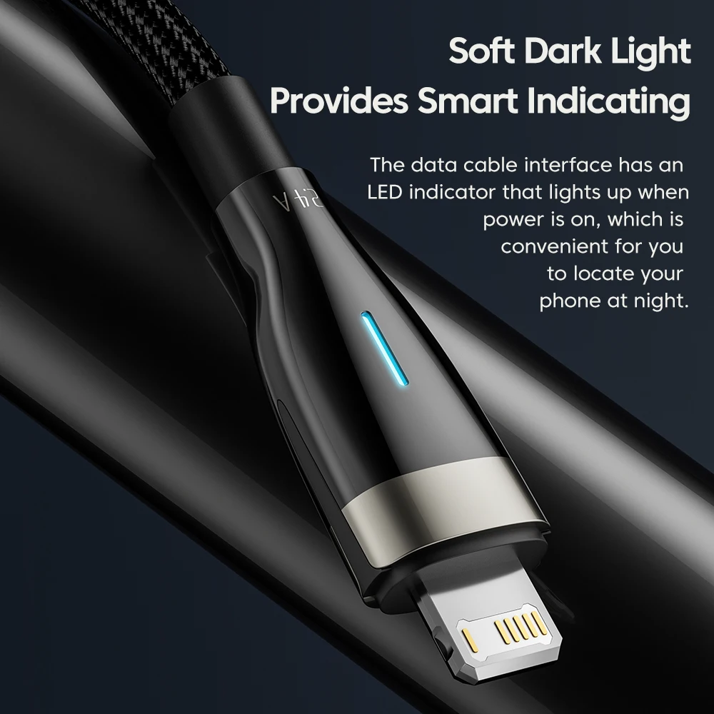 투키 3개입 2.4A USB to iP 포트 케이블 고속 충전 LED 라이트 데이터 케이블 아이폰 14 13 12 11 Pro Max Plus X XR 아이패드 에어팟용