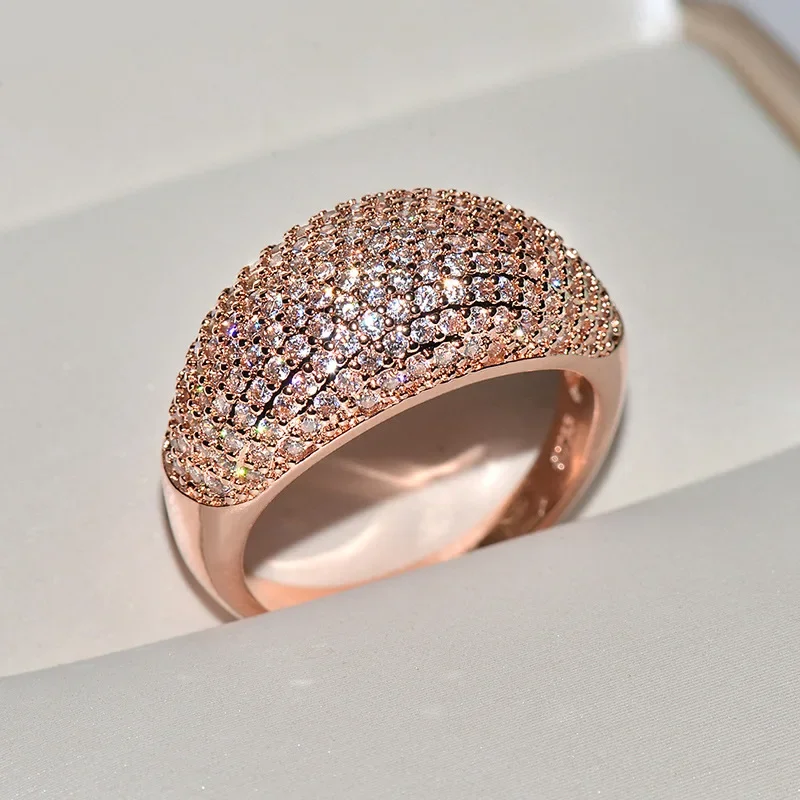 Real 18k Gold Rings for Women Luxury Full Diamond Fine Jewelry Wedding Anniversary Party for Girlfriend&Wife Gift Bijoux Femme - 3