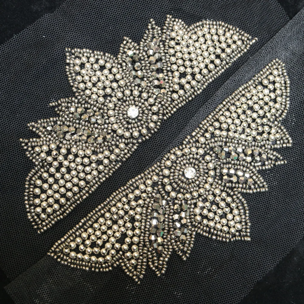 Modische Perlenkragen-Applikationen zum Nähen für Kleidung, DIY Blumenstickerei-Applikationen zur Kleidungsdekoration