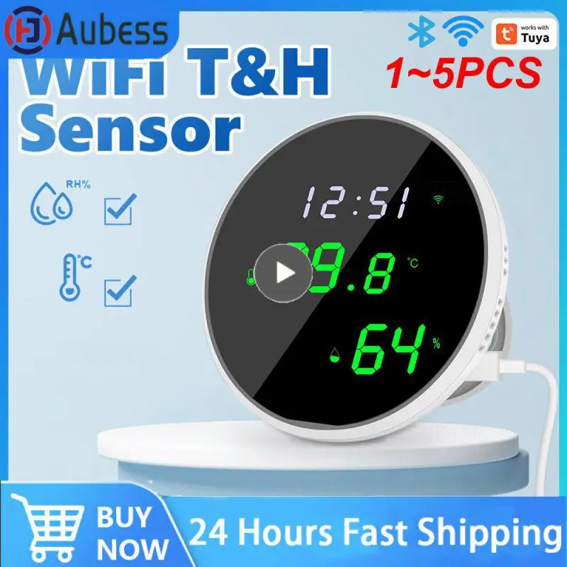 

1~5PCS Tuya Smart Temperature And Humidity Sensor WiFi Indoor Hygrometer Thermometer LCD Display Backlight Support Alexa