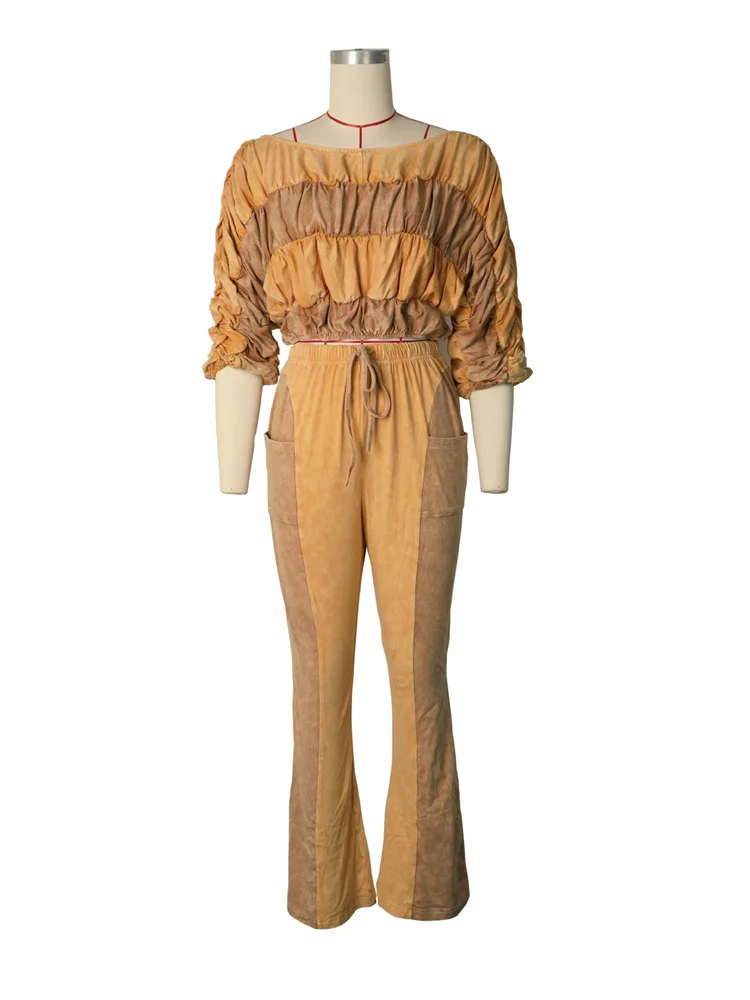 Wmstar Two Piece Sets Women Wholesale Tracking Suit Patchwork Two Piece Set Slim Stretch Top and Casual Trousers Spring Autumn