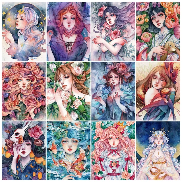 Peinture diamant de dessin animé pour la décoration de la maison, point de  croix d'anime, broderie complète, mosaïque, portrait, photo de fille,  bricolage - AliExpress