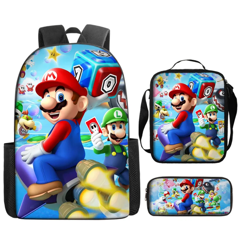 

3pcs/set Super Mario Series Backpack Satchel Pencil Case Stationery Set Outdoor Travel Backpack Schoolbag Kids Birthday Gifts