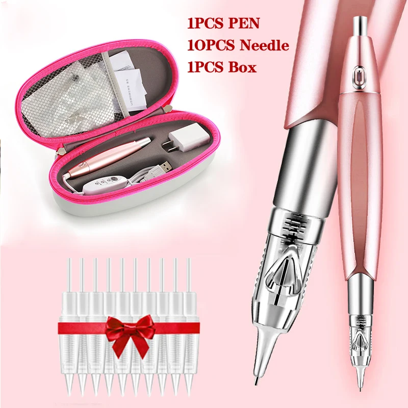Microblading Charme Princesse Permanent Makeup Machine Kit Eyebrow Lip Tattoo Digital Pen MTS Beauty Supply with 10Pcs Needles tattoo machine