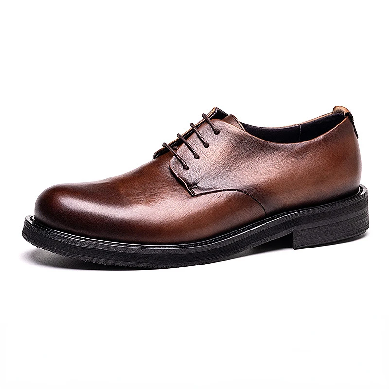 

Italian Men's Wedding Shoes Luxury Genuine Leather Designer Fashion Quality Retro Autumn Round Toe Black Formal Social Shoes Man