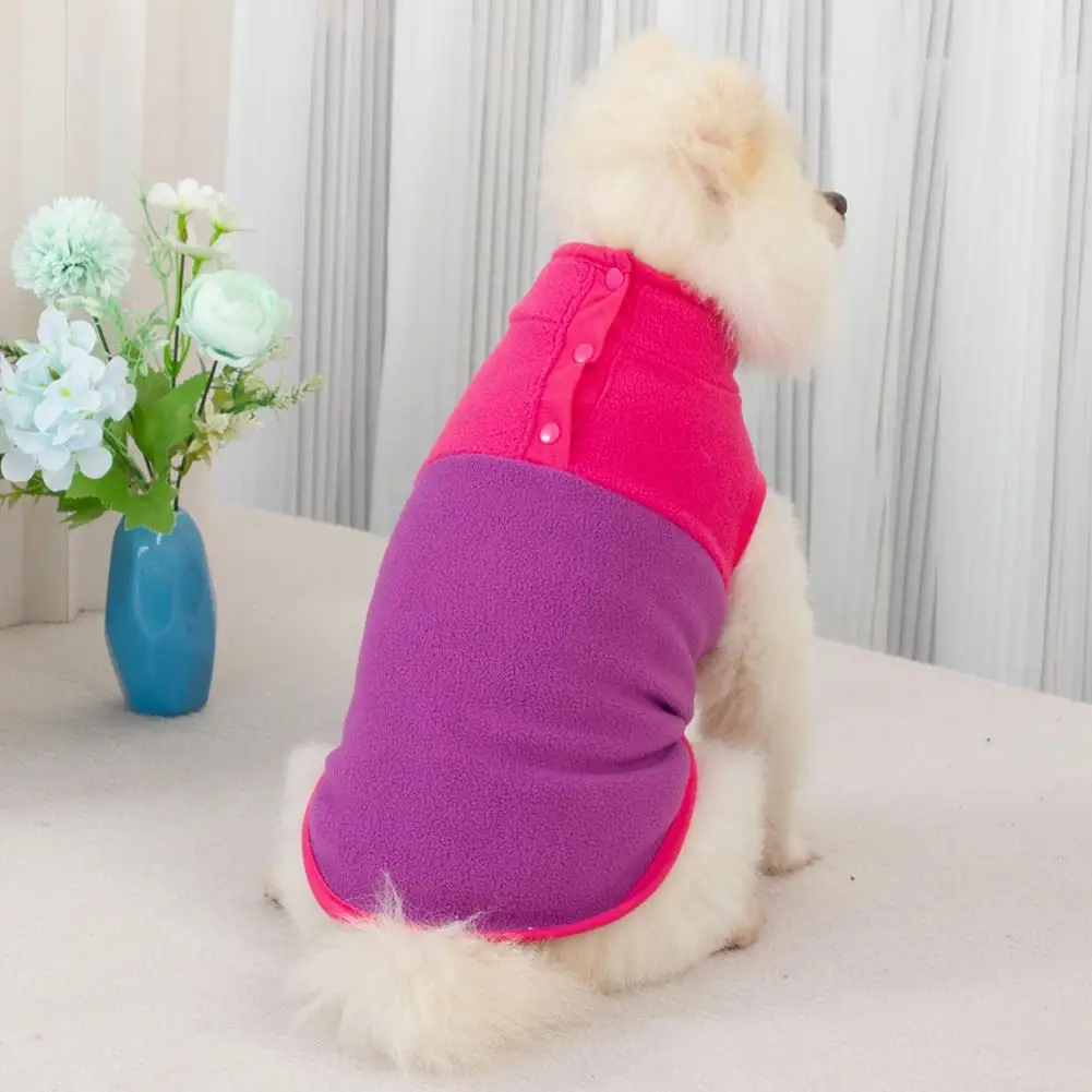 

Pets Clothes Stylish Pet Clothes Fleece Button Closing Collar Lapel Pullover Clashing Colours Lightweight Shake Velvet Coat Pet