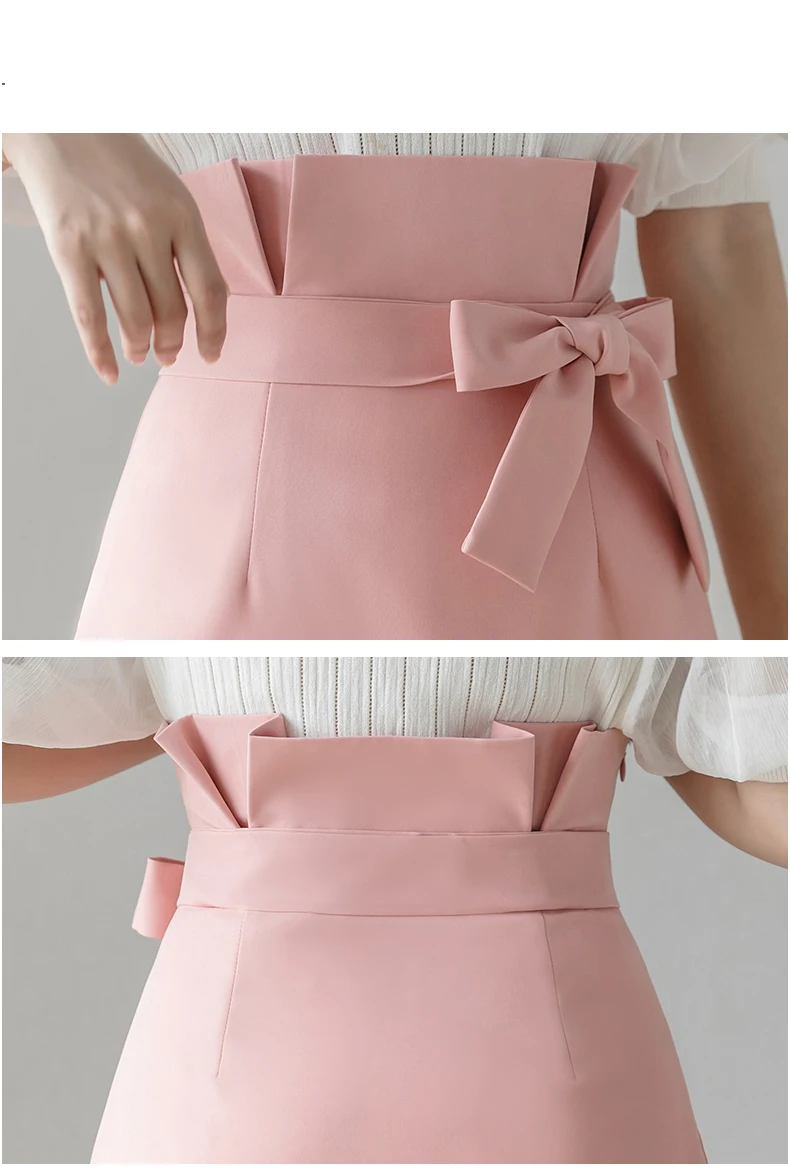 Suit Women Skirt Lace-Up Bow Zipper Woman Skirts 2021 Spring Summer Korean Fashion High Waist Mini Short Skirt Female Jupe Femme silk skirt