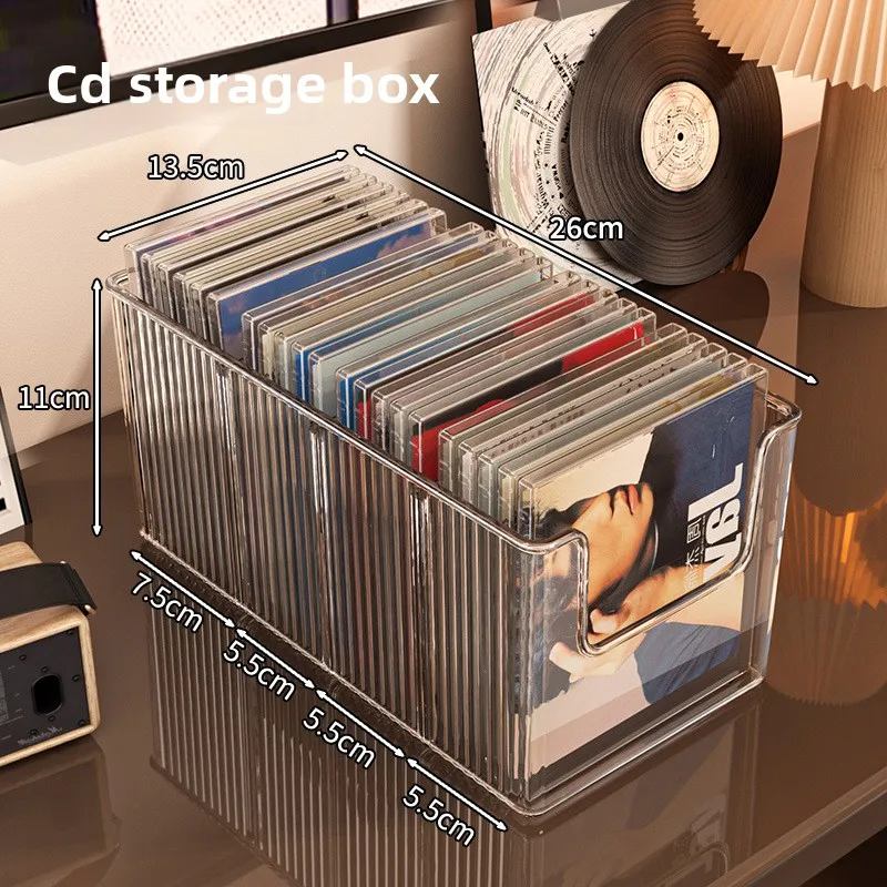 CD Disc Rack Desktop Black Vinyl Record Magnetic Tape Display Storage Rack Collection Storage Album Box