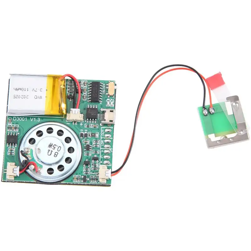USB MP3 녹음 가능한 인사말 카드 플레이어 보드 - 8MB 저장 용량, 128kbps, 4.2V 충전식 배터리, 리드 스위치, 6단계 볼륨 조절