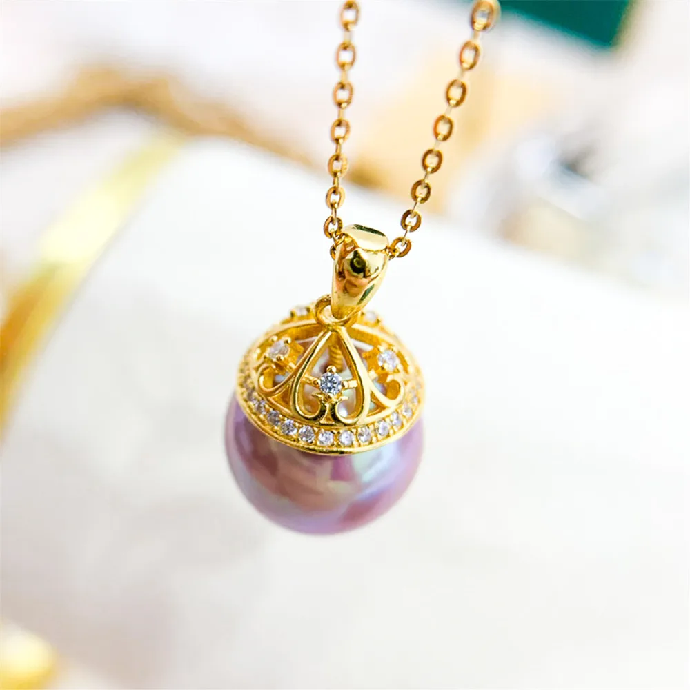 

DIY pearl accessories S925 sterling silver pendant empty holder concealer silver necklace pendant with 11-15mm beads