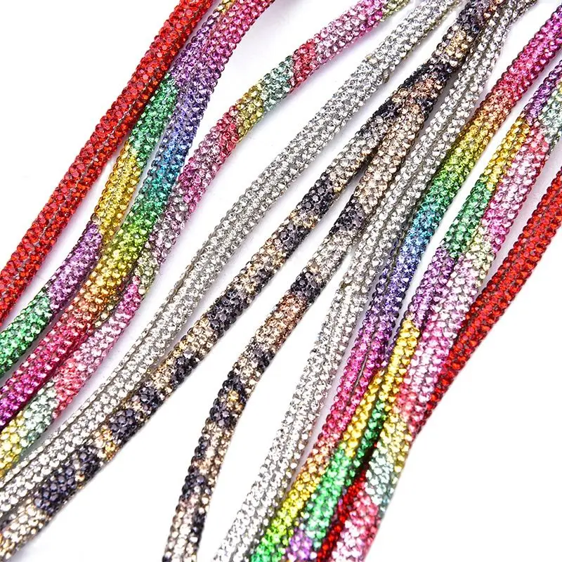 Rhinestone trimmings glass crystals rhinestone crystals crystal rhinestones glass rhinestones clear glass rhinestones rhinestone accessories 6mm glass crystal cord rhinestone rope applique colorful tube trim strass for bridal dress clothes hairpin shoes bags DIY
