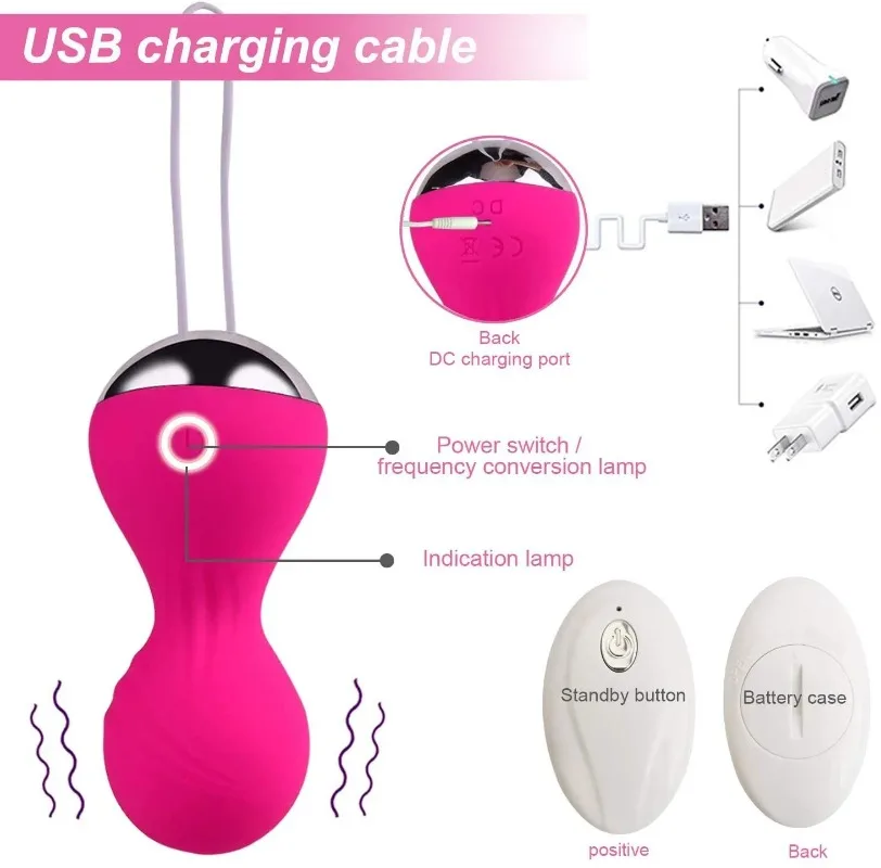 3/4pcs Kegel Vagina Balls Vibrator Wireless Remote Silicone Dumbbell Shrink Exercise Vibrating Eggs Sex Toys For Women Massager