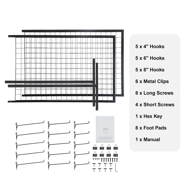 9705-06e0f6.jpg SucceBuy Grid Wall Panels Tower Wire Gridwall Display Racks Double Side Gridwall Panels for Art Craft Shows Retail Shop w/ Hooks