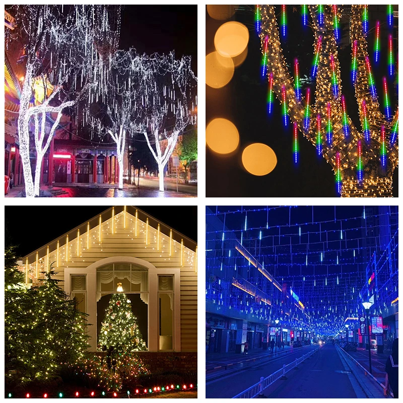 

Красочная садовая декоративная светодиодная лампа 30 см, Рождественская лампа для метеоритного душа, декоративное водонепроницаемое украшение для рождественской сцены