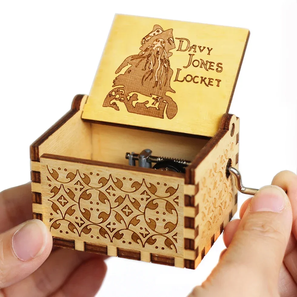Wooden Anime Figure Music Box Pirates of the Carib Davy Jones Jack Sparrow Creative Birthday Christmas Day Gift music box carousel music box