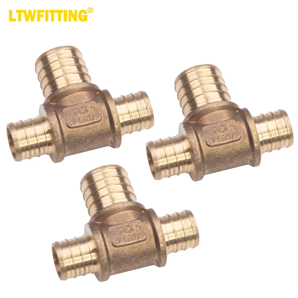 

LTWFITTING Lead Free Brass PEX Crimp Fitting 3/4-Inch x 3/4-Inch x 1-Inch PEX Reducing Tee (Pack of 3)