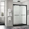 Stainless Steel Black Frame Bathroom Shower Door Rectangular Waterproof Tempered Glass Bypass Shower Door With Handle 2