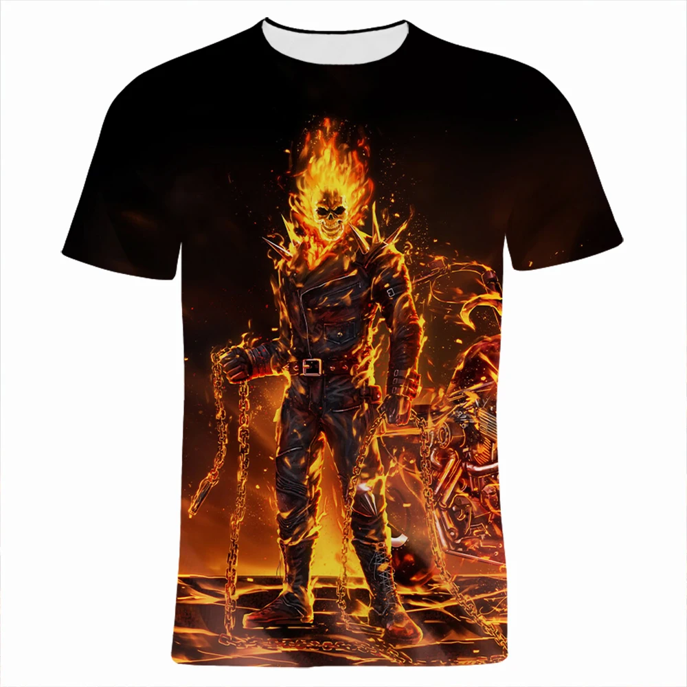 

Hot Toys 2024 Ghost Rider T Shirt For Men Summer 3D Print Casual Women's T-shirts Short Sleeve Harajuku Boy Girl Kids Tops