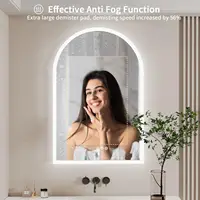 Backlit Smart LED Bathroom Mirror: 36 x 24 Inch Arched Dimmable 3 Colors Anti-Fog Lighted Mirrors with Time Temperature - CRI95 - Image 2