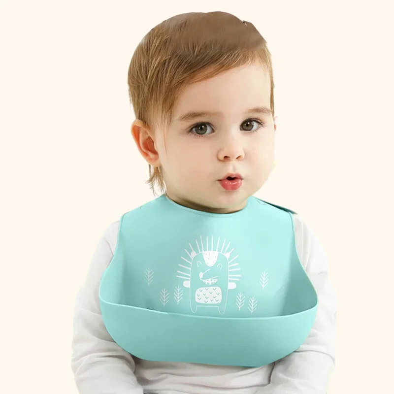 Baby Bibs Food Grade Silicone Waterproof Baby Stuff Cute Cartoon Soft Adjustable Kids Bibs Children Feeding Stuff Baby Care