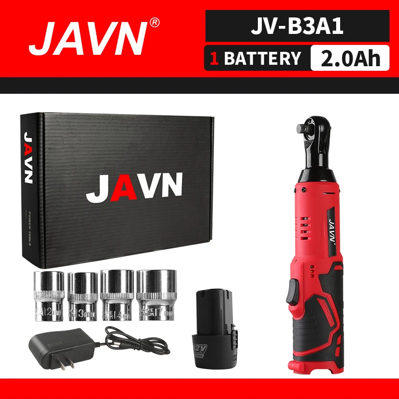 JAVN 12V Cordless Electric Ratchet Wrench 45NM 3/8&Prime; Right Angle Car Repair Tool