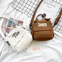 Embroidery Name Canvas Bag For College Students, Custom String Backpack Random  Personalization Of Large Capacity Light Pockets 1