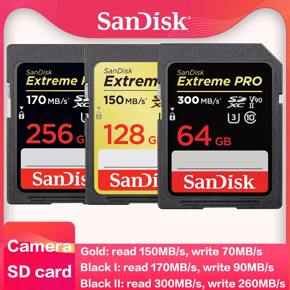 Sandisk Extreme Pro Sd Flash Memory Card 1tb 512gb 256gb 128gb 64gb 32g Sdh  Sdxc Uhs-ii Uhs-i C10 U3 V30 4k V90 8k Full Hd Video - Memory Cards -  AliExpress