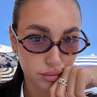 Lunettes de soleil Vintage ovales léopard noir pour femmes, nouvelle marque de mode dégradée élégante Y2K, lunettes de soleil Hip Hop pour dames 1