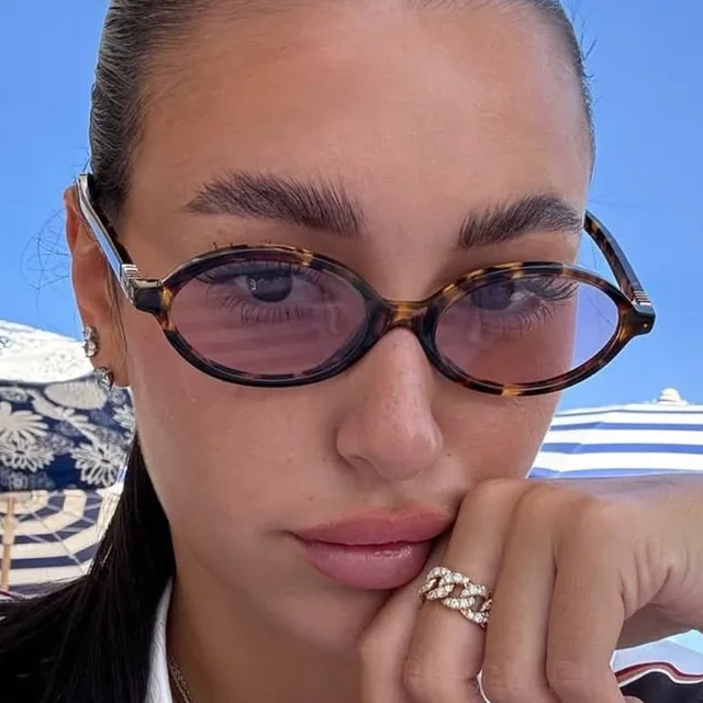 Lunettes de soleil Vintage ovales léopard noir pour femmes, nouvelle marque de mode dégradée élégante Y2K, lunettes de soleil Hip Hop pour dames 1