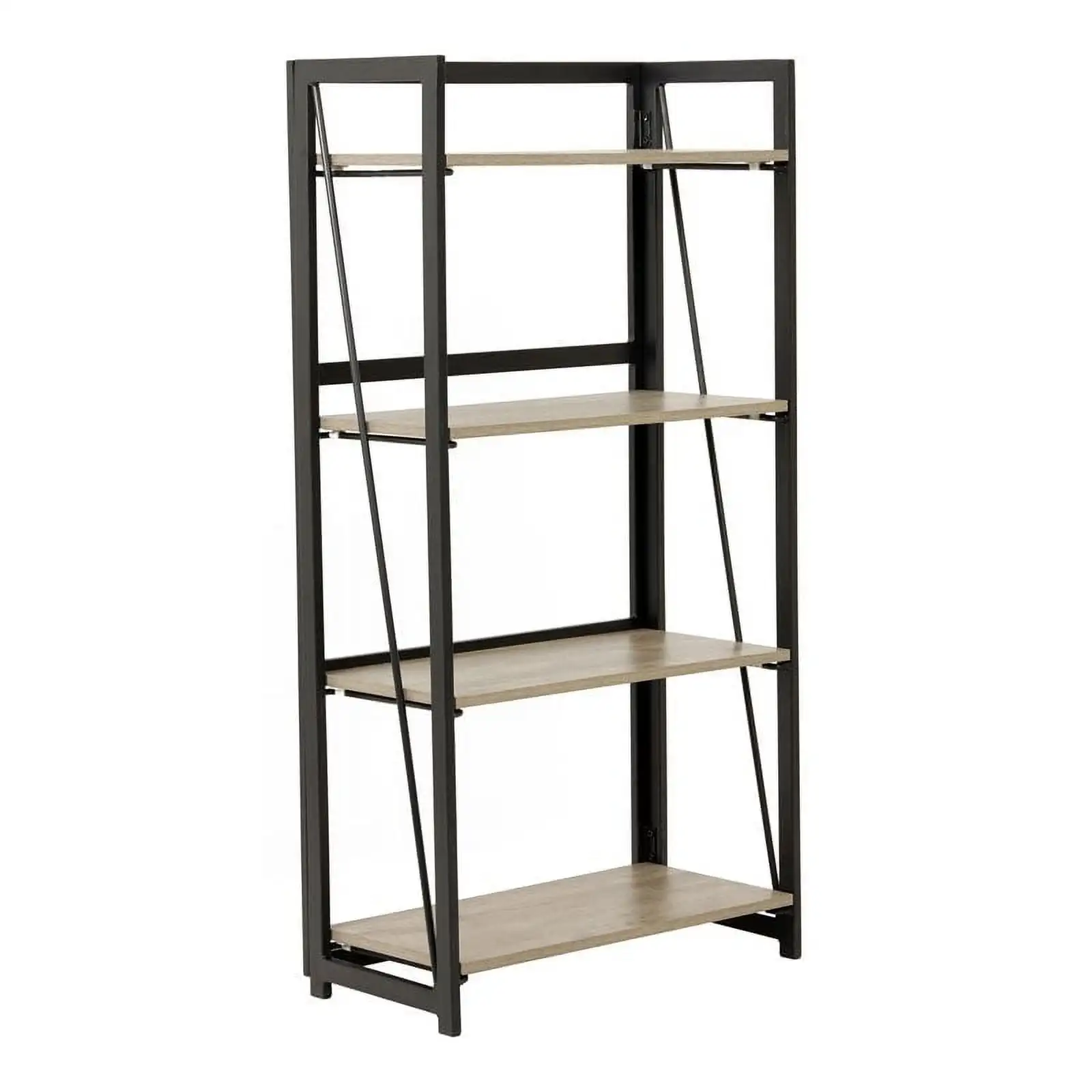 

OS Home and Office Furniture 24.75" 4-Shelf Wood Bookcase with Metal Legs in Oak