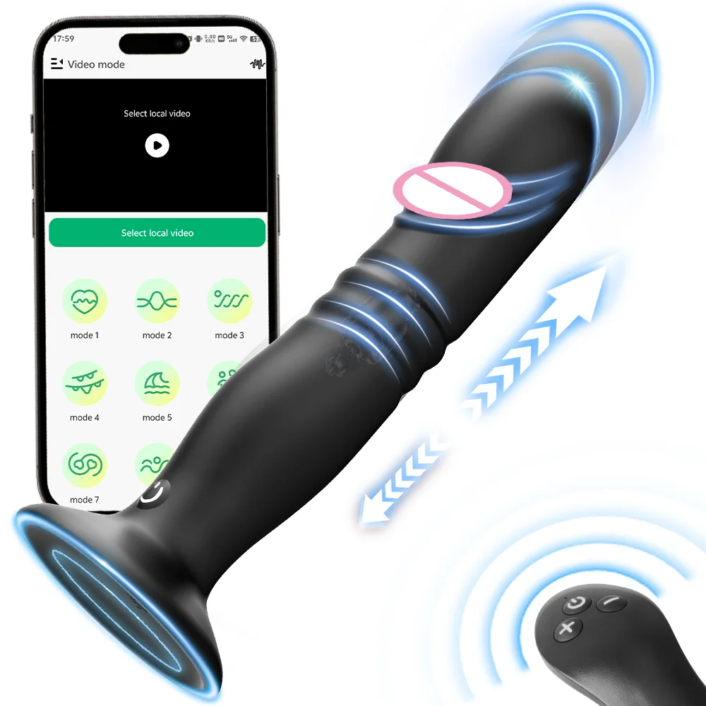Thrusting Anal Plug Vibrator Wireless Control Prostate Massager Butt Plug Vibrating Suction Cup Dildo Adult Sex Toys For Men