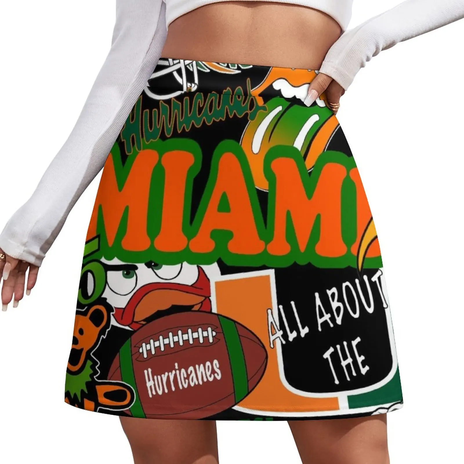 

University of Miami Mini Skirt Women's dress short skirts for women korean style clothes outfit korean style