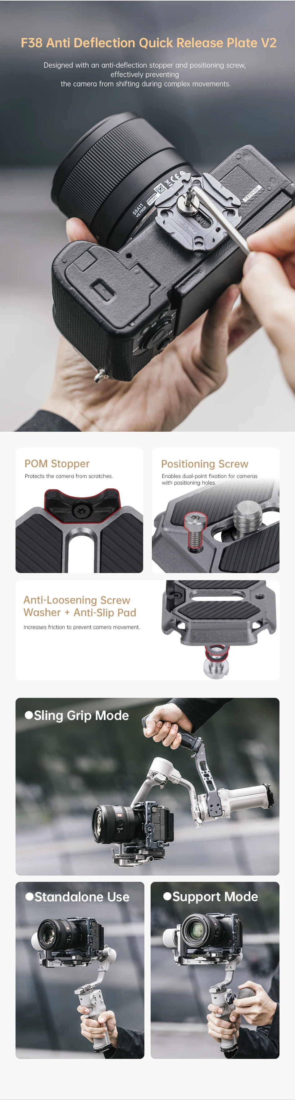 F22 F38 Quick Release Plate Kit for DJI RS4 Mini Quick Switching Between Stabili