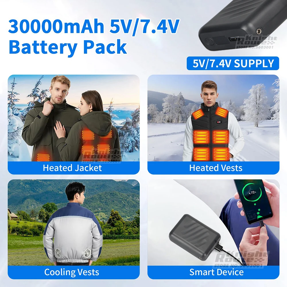 Portable Power Bank 7.4V 3A 20000mAh For Heated vest jacket
