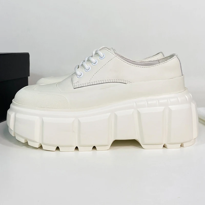

Women Lace-Up Flat Shoes Spring Autumn 2023 New Solid Color Round Head Thick Bottom Casual Shoes Comfort Versatile Loafers