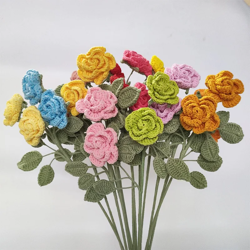 

Roses Hand-Woven Roses Simulation Flowers Mother'S Day Simulation Flowers Valentine'S Day Bouquet Photography Props, Home Decor