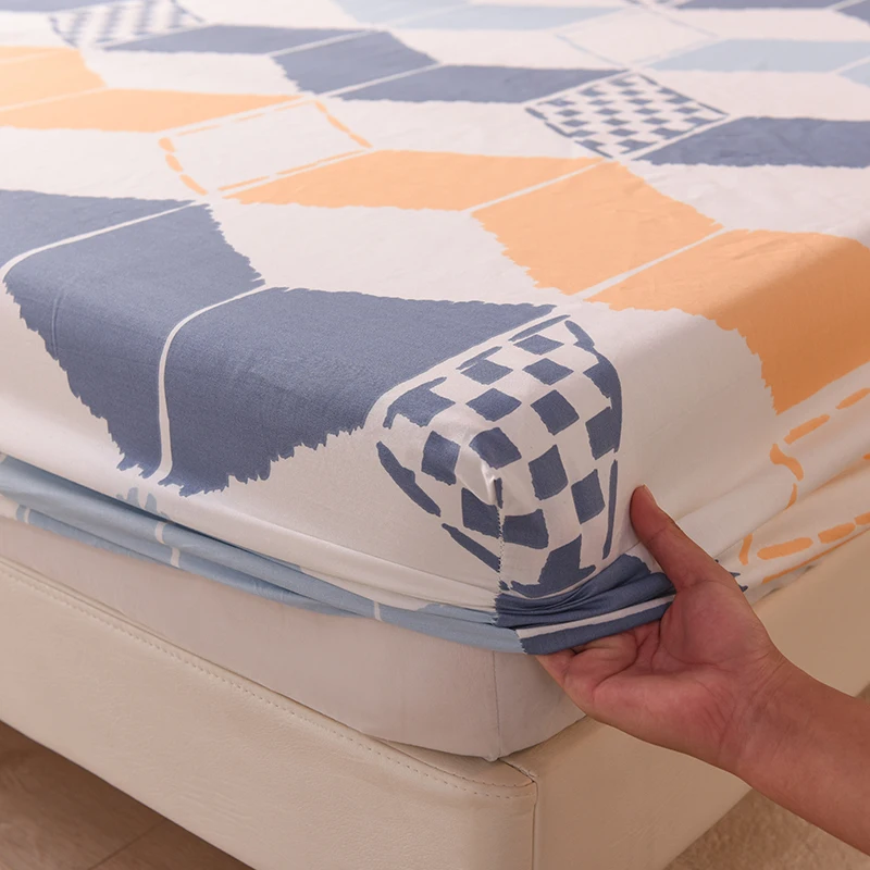 New Product 1pcs 100% Cotton Printing bed mattress set with four corners and elastic band sheets(pillowcases need order) 2
