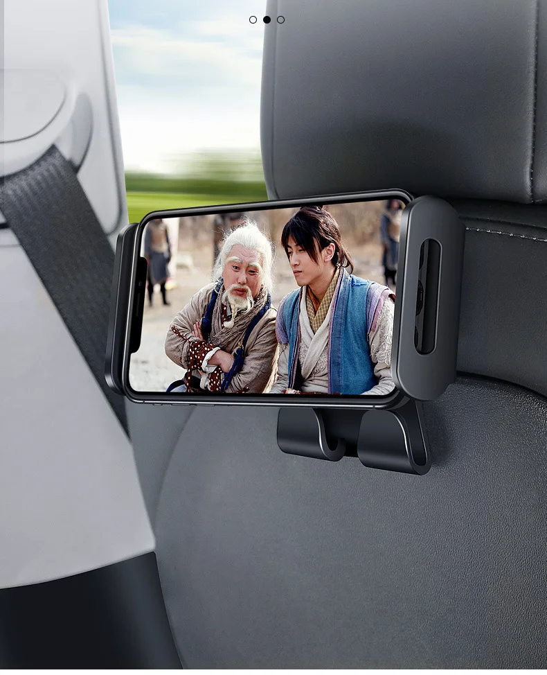 Für Tesla Model 3 Model Y Rücksitz-Telefonhalter mit 2 Haken 360 ° Drehbarer Ständer, automatische Kopfstützenhalterung für Tablet-PC, Mobiltelefon – Detail 12